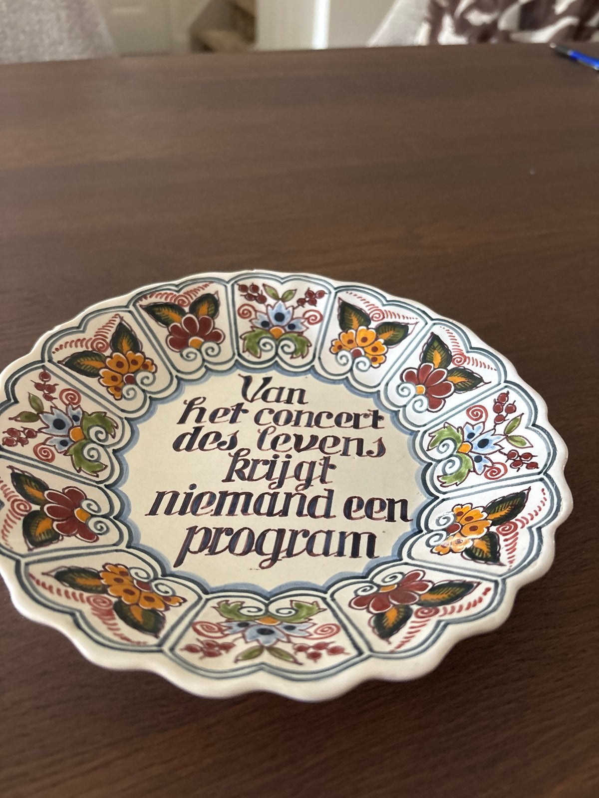 Decoratief makkum wandbord met spreuk, Antiek en Kunst, Ophalen of Verzenden