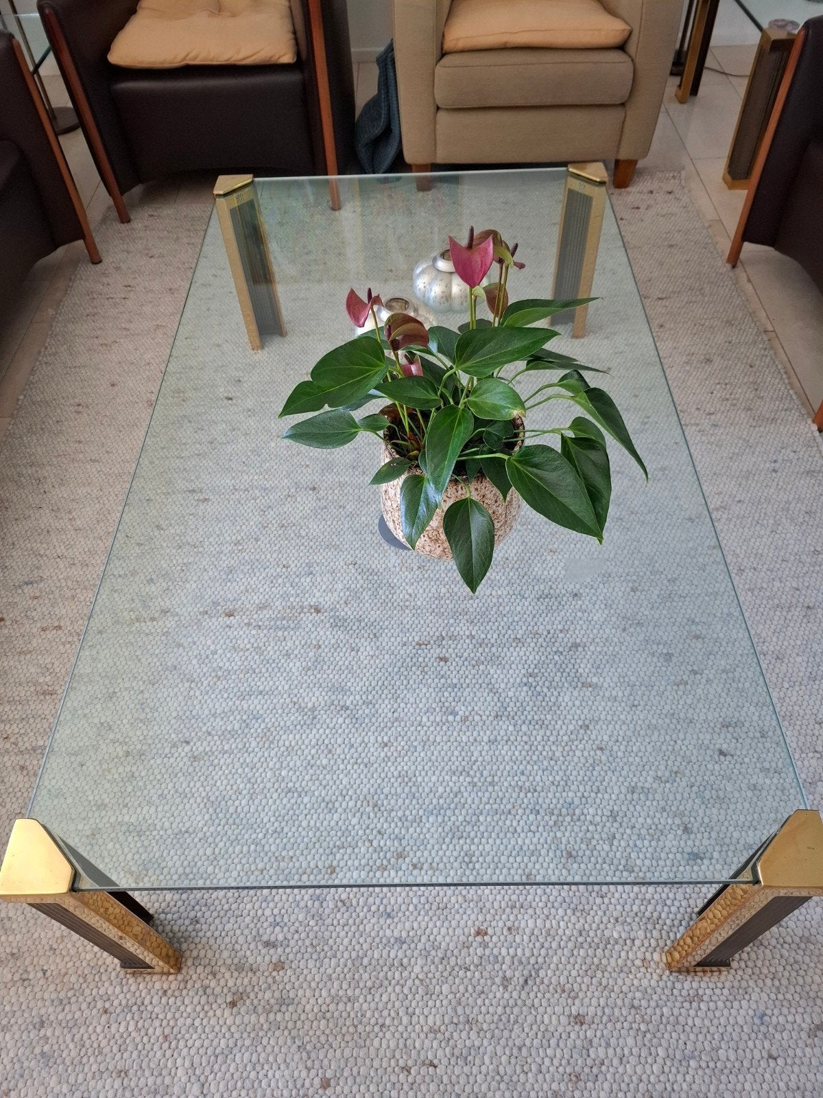 Salon tafel ., Huis en Inrichting, Ophalen of Verzenden, Gebruikt, Rechthoekig, Glas plaat.