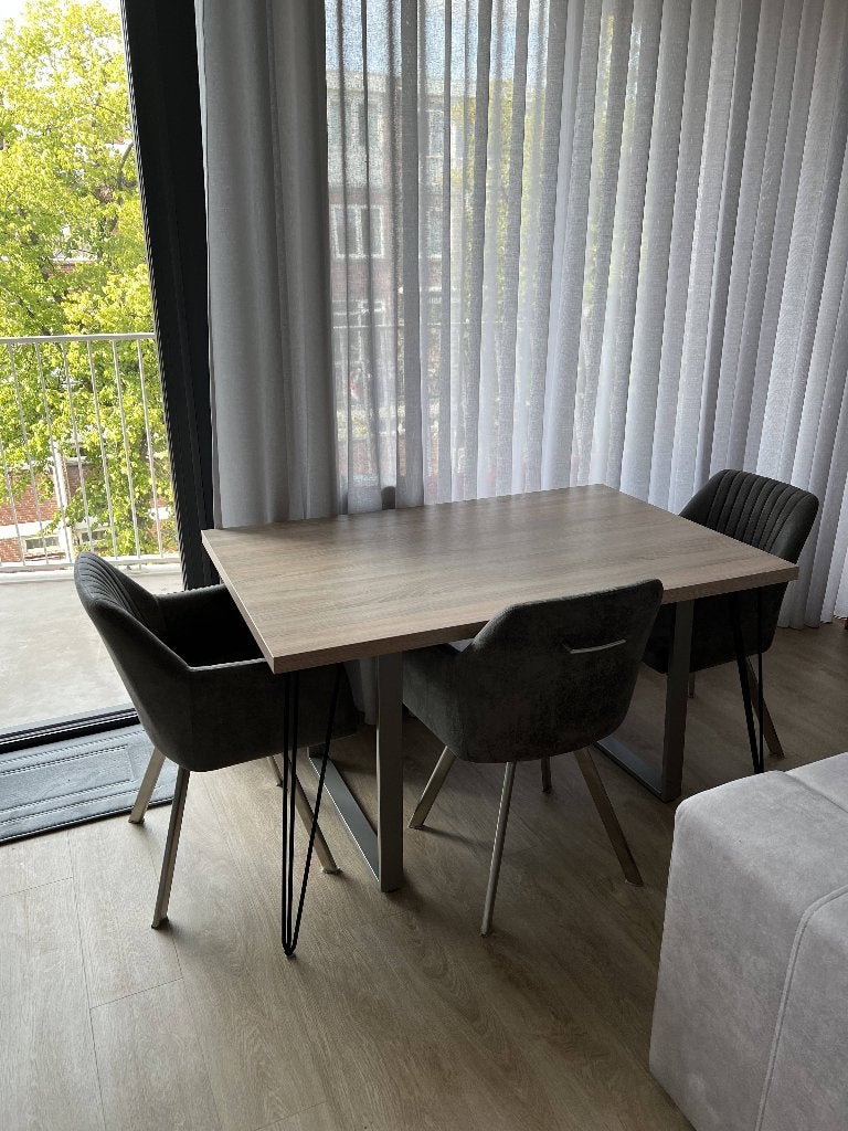 Table wooden top 90x140cm for sale, Ophalen, Zo goed als nieuw, Rechthoekig