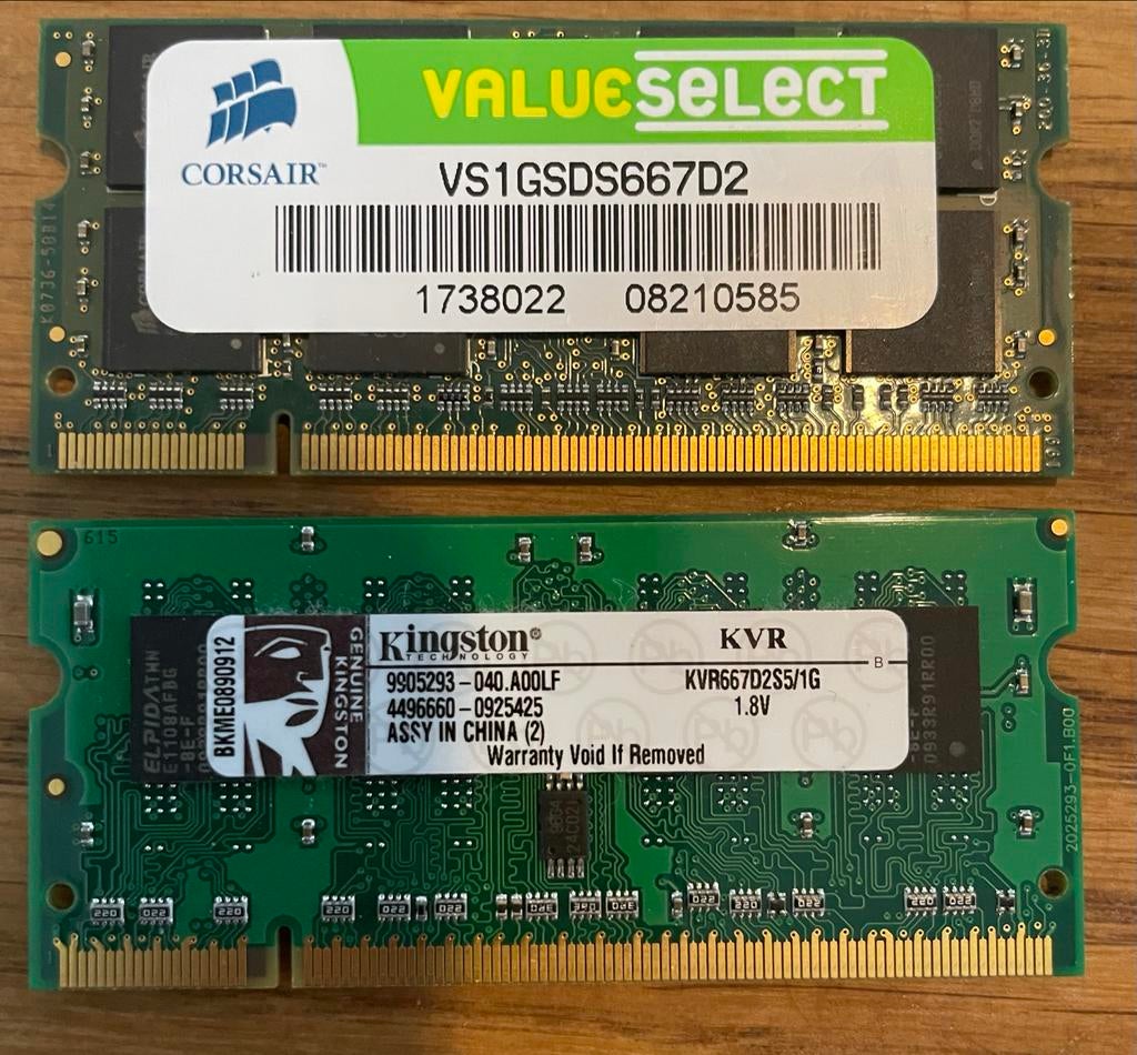 Corsair en Kingston DDR2 RAM Geheugenmodules (2 stuks), Verzenden, Server, Zo goed als nieuw, DDR2