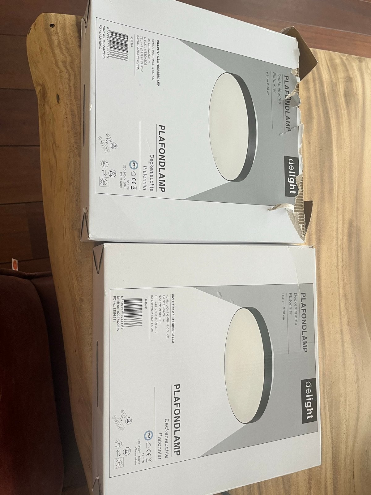 2x Delight LED Plafondlamp Plafonnier - Warm Wit, Kunststof, Inclusief lichtbron, Modern, Nieuw