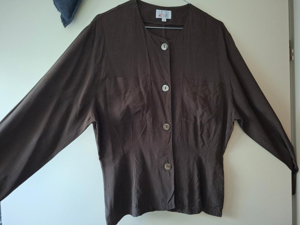 Otto Kern - getailleerde zijden blouse - maat M, Maat 38/40 (M), Bruin, Verzenden, Otto Kern