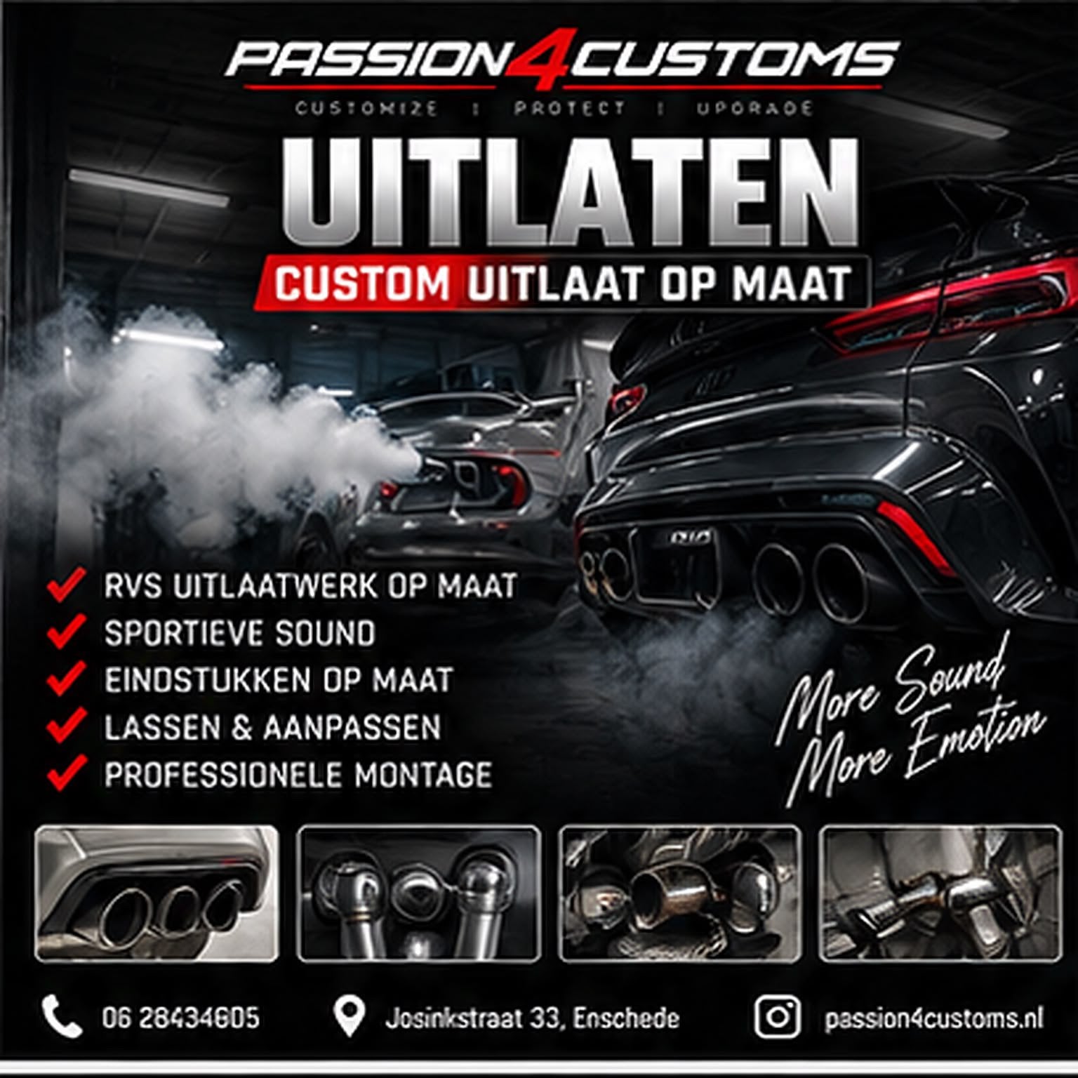 Custom RVS uitlaat op maat | Lassen & montage | Enschede, Ophalen