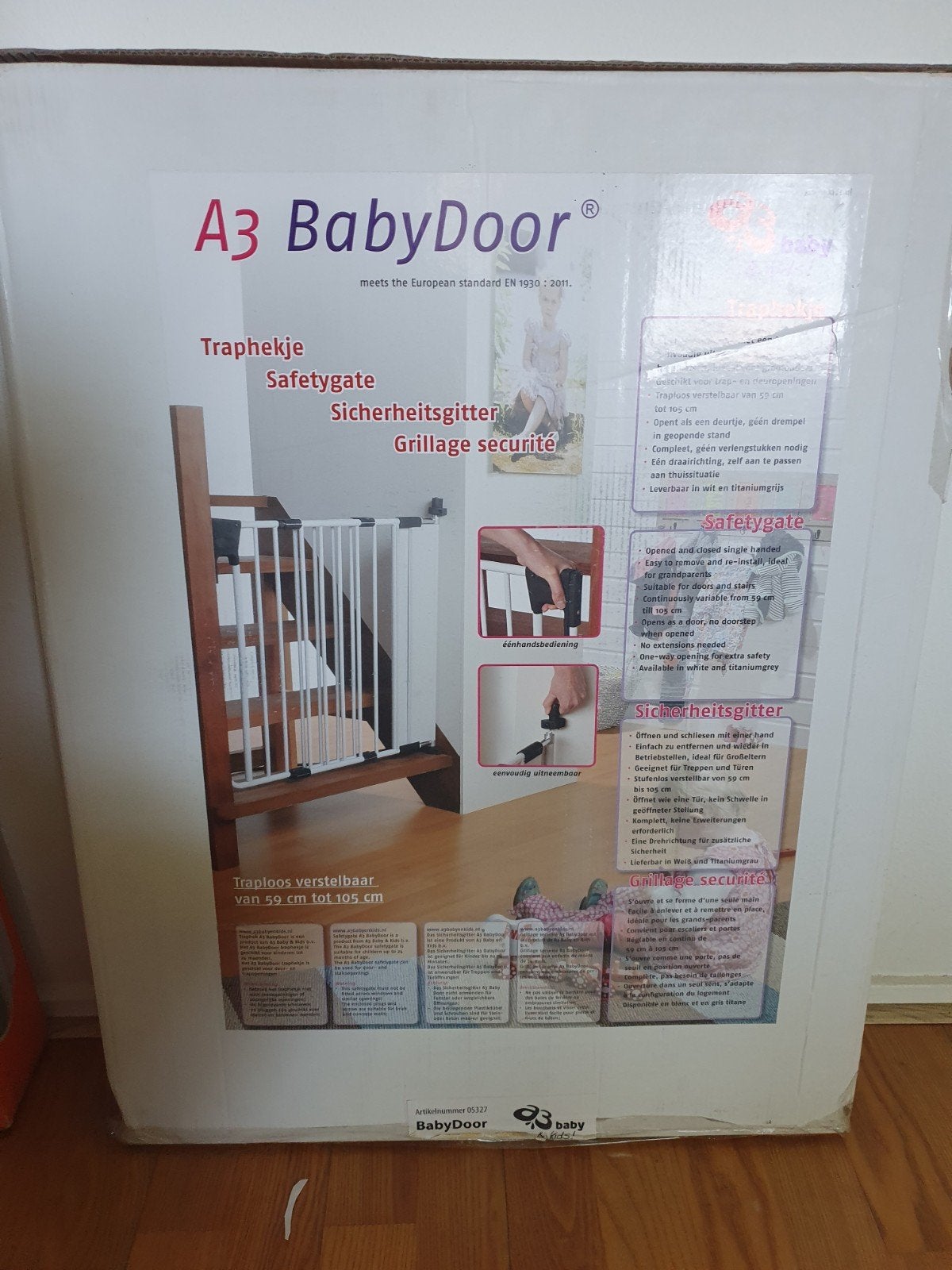 A3 BabyDoor Traphekje - Verstelbaar 59-105 cm, Ophalen, Nieuw, 100 tot 115 cm, Klemhekje