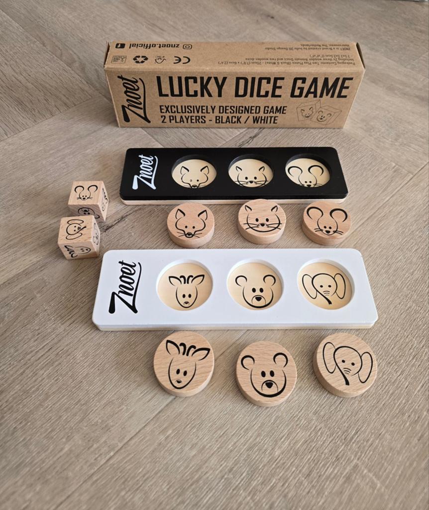 Leuk Znoet lucky dice game spel van hout, Ophalen of Verzenden, Zo goed als nieuw, Taal en Lezen