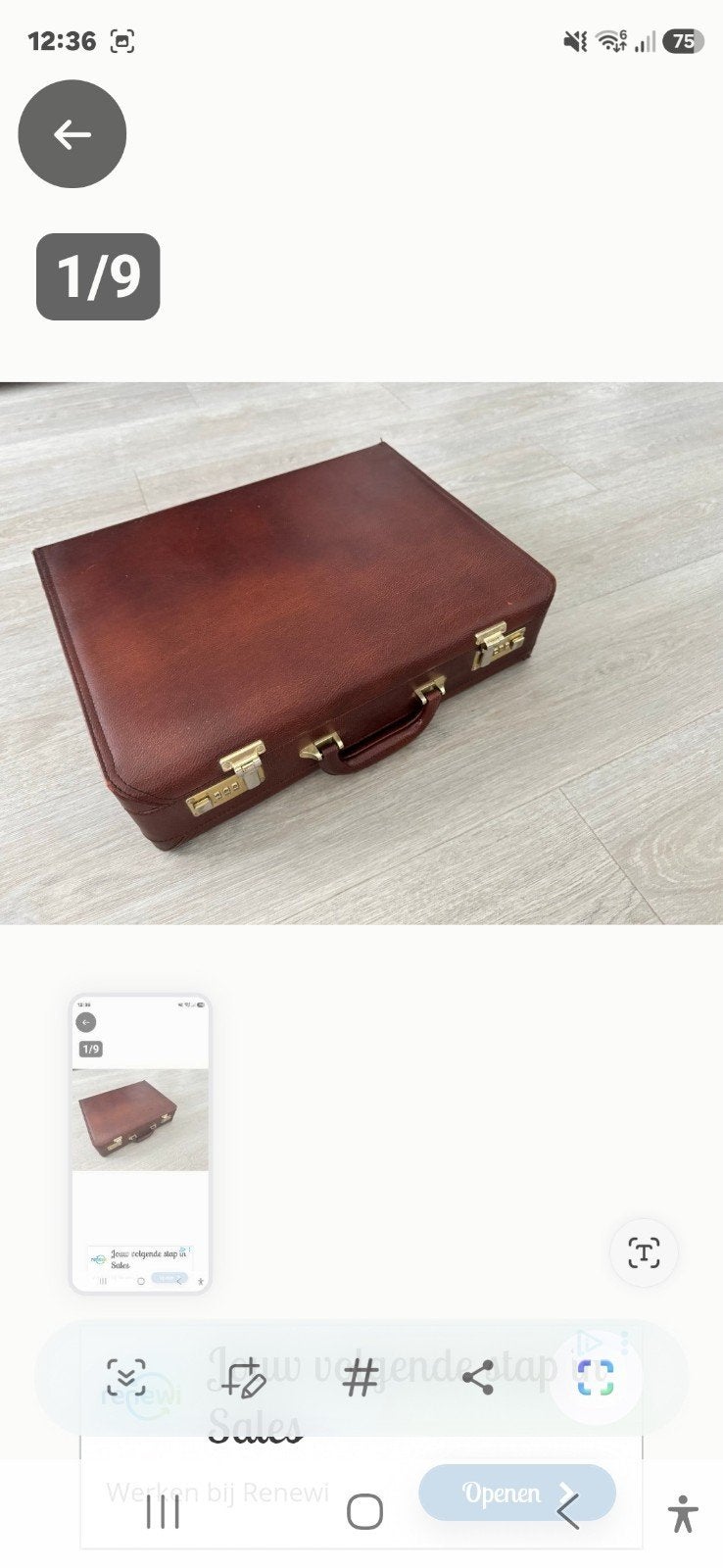 Vintage Leren Aktetas met Cijfersloten, Antiek en Kunst, Antiek | Kantoor en Zakelijk, Ophalen of Verzenden