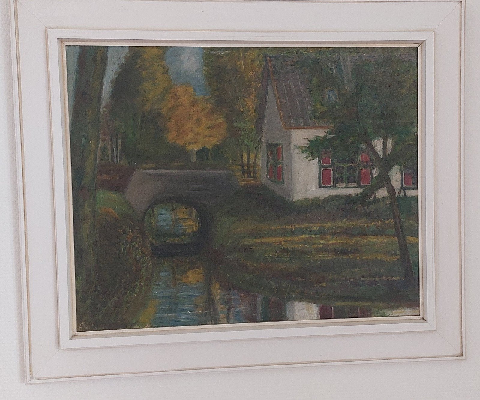 Schilderij met landschap en huisje, Amersfoortse kunsthandel, Ophalen