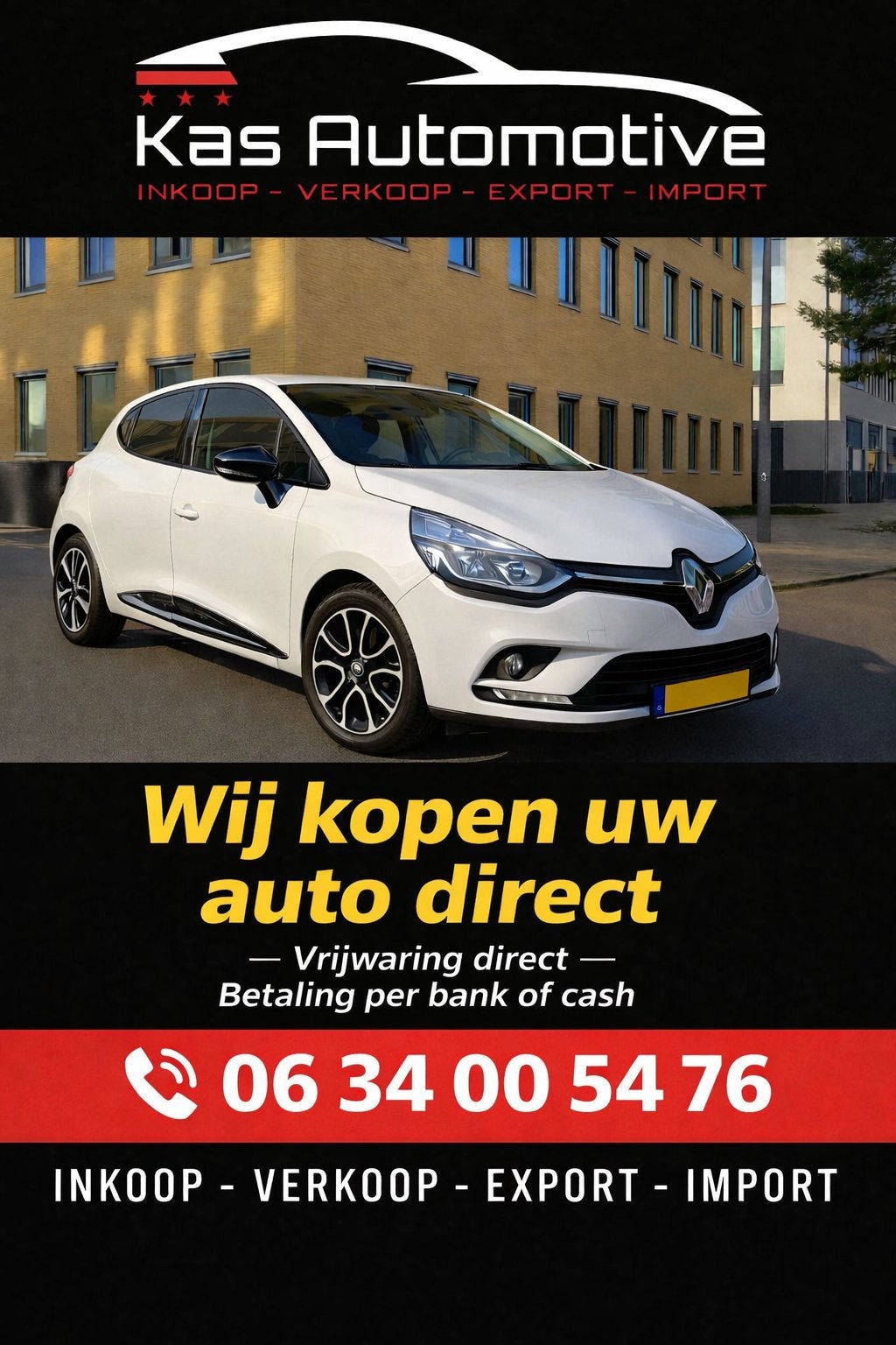 Renault clio WIJ KOPEN UW AUTO, Auto's, Voorwielaandrijving, 1046 kg, Stof, 4 cilinders