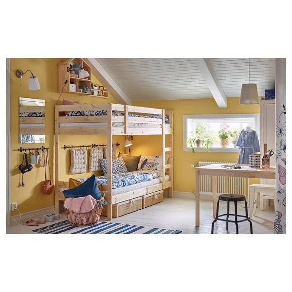 IKEA MYDAL stapelbed massief grenen – nette staat, Ophalen, 90 cm, 160 tot 180 cm, Tweepersoons