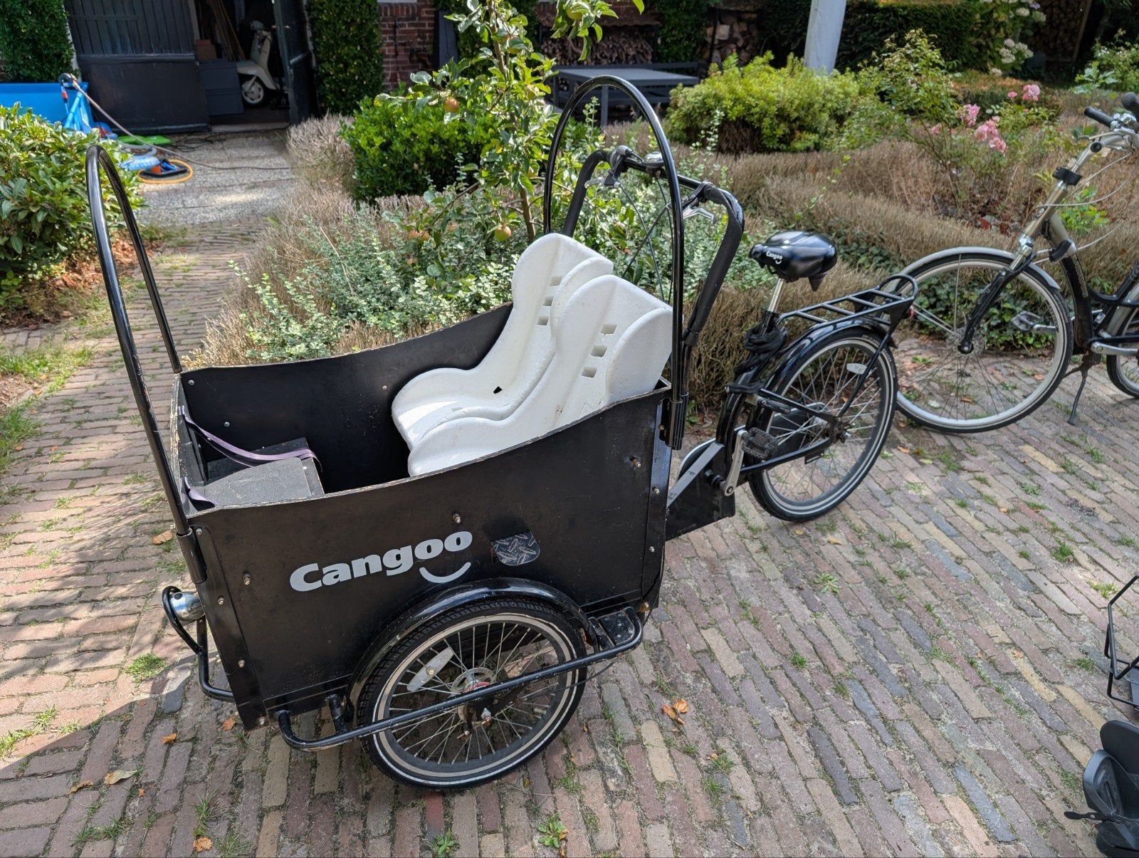 Cangoo bakfiets met huif en 7 versnellingen, Ophalen of Verzenden, Gebruikt, 4 kinderen of meer, Huif