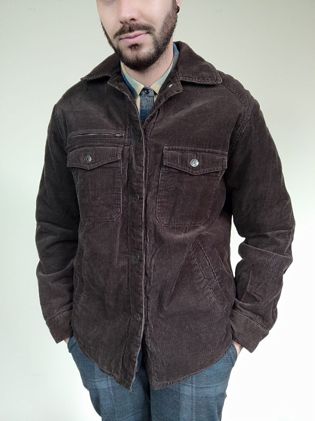 Ribstof jas - H&M - bruin - jacket - corduroy- M / Medium, Hgv, Bruin, Maat 48/50 (M), Hgv