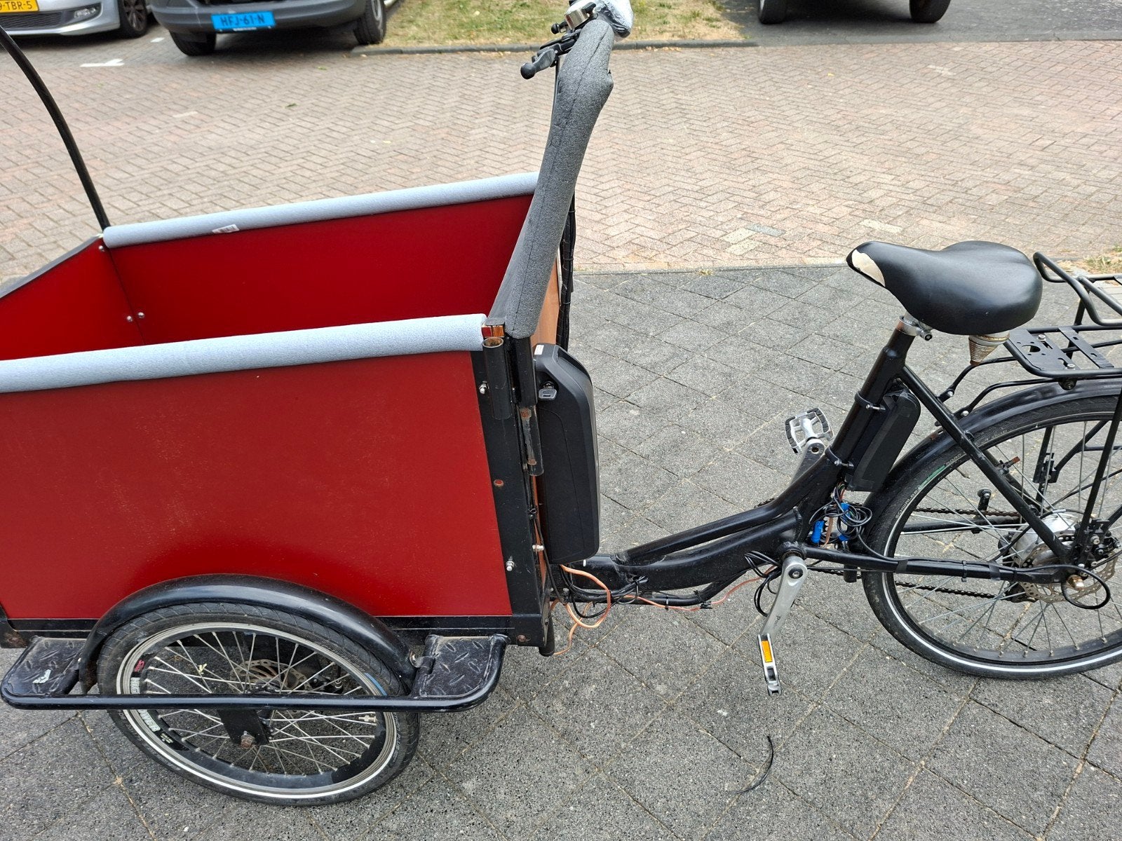bakfiets babboe elektrisch prijs notk., Fietsen en Brommers, 4 kinderen of meer, Gebruikt, Elektrisch, Schijfrem