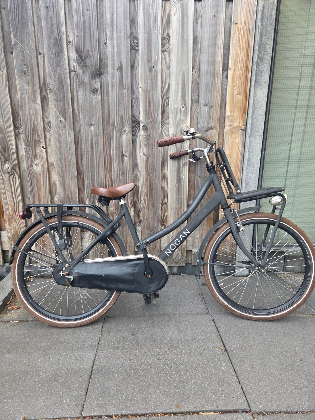 Nogan transportfiets 24 inch met voordrager - mat zwart, Gebruikt, Velgrem, Versnellingen, 50 tot 53 cm