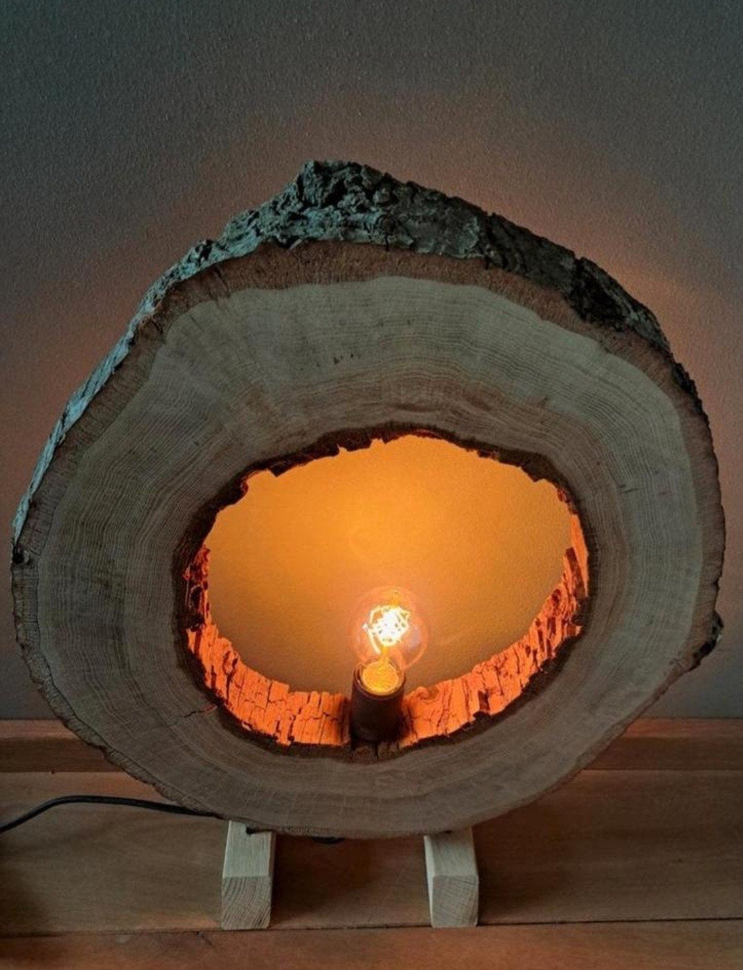 💡BOOMSCHIJFLAMP HOUTEN LAMP DESIGNLAMP TAFELLAMP SFEERLAMP, Ophalen of Verzenden, Hout, Sfeerlamp, Met schakelaar