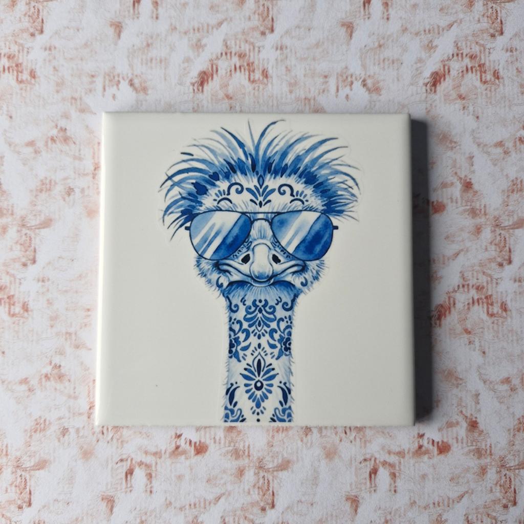 Delfts blauwe decoratie tegel incl houder/haakje, Ophalen of Verzenden