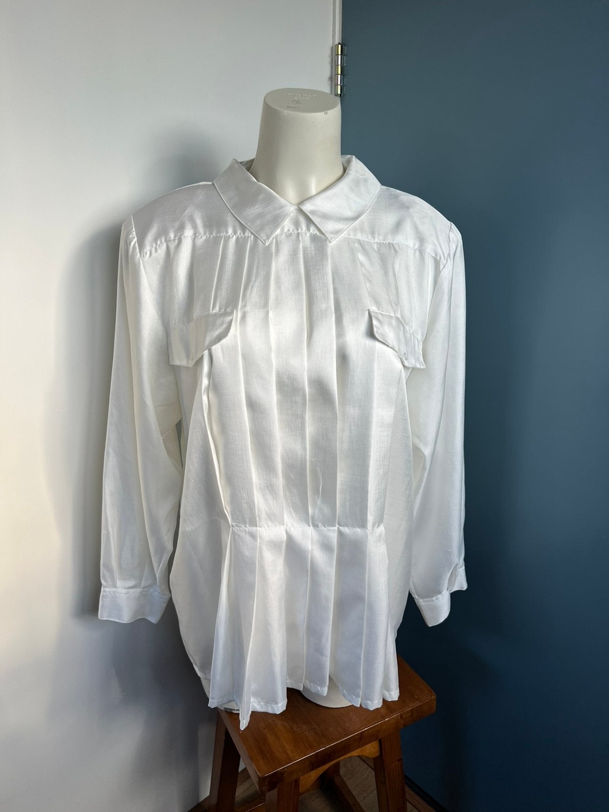 Les copines vintage witte blouse 40 plooien, Maat 38/40 (M), Wit, Ophalen of Verzenden, Zo goed als nieuw
