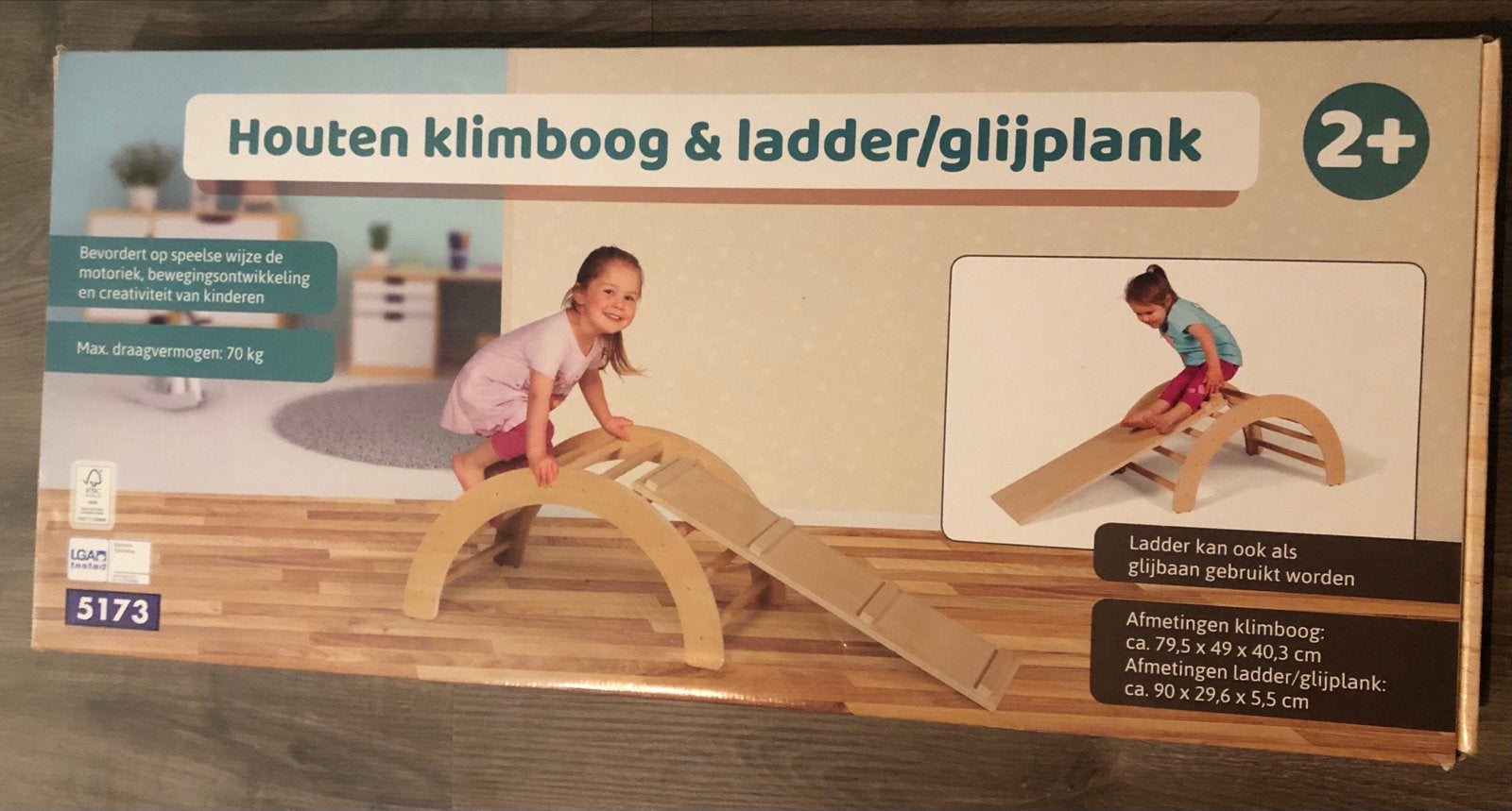 Houten Klimboog & Ladder/Glijplank voor Kinderen, Kinderen en Baby's, Ophalen of Verzenden, Nieuw, Glijbaan