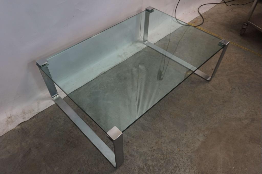 Glazen stevige salontafel 120x82,5, Huis en Inrichting, Tafels | Salontafels, Gebruikt, 50 tot 100 cm, 100 tot 150 cm, Niet ingevuld