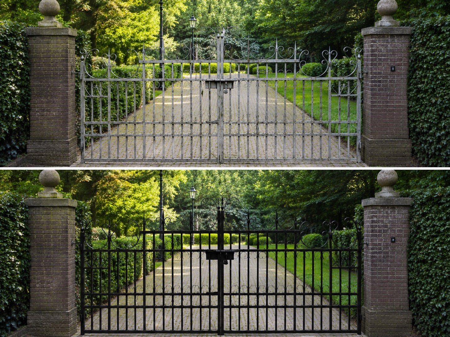 Unieke smeedijzeren oprijpoort 354 cm, Tuin en Terras, Ophalen, Nieuw, IJzer, 200 cm of meer