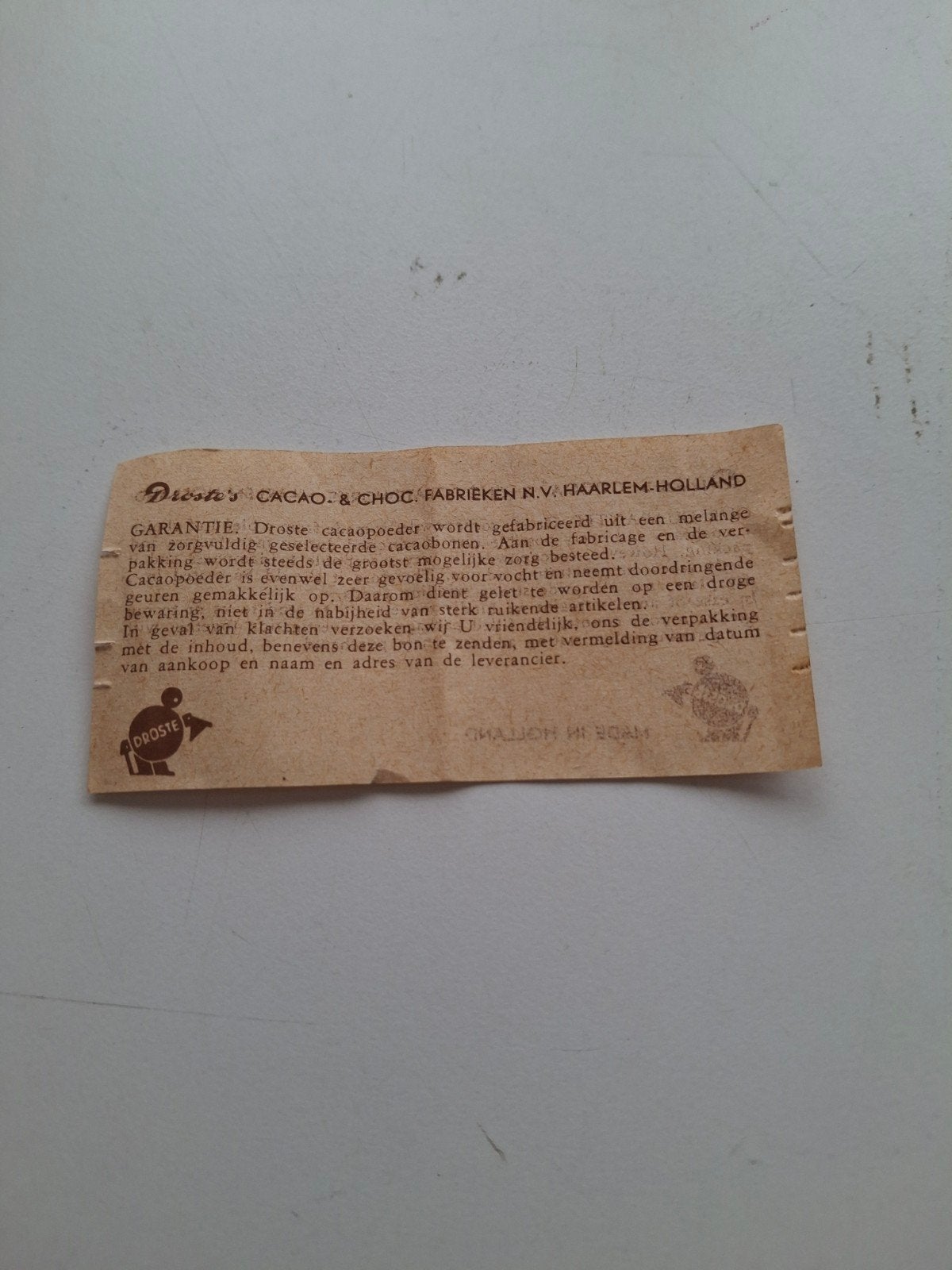 Droste info kaartje., Ophalen of Verzenden, Zo goed als nieuw, Overige typen