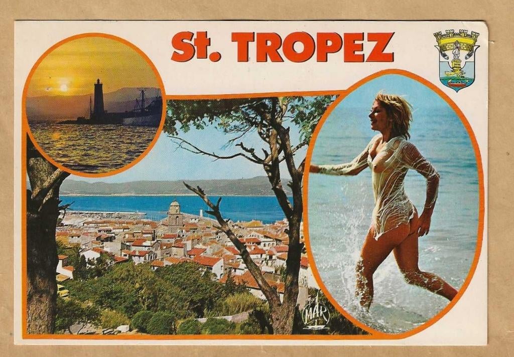 Ansichtkaart. St. Tropez. Vuurtoren. Strand. La Cote d'Azur., Ophalen of Verzenden, 1960 tot 1980, Gelopen, Frankrijk