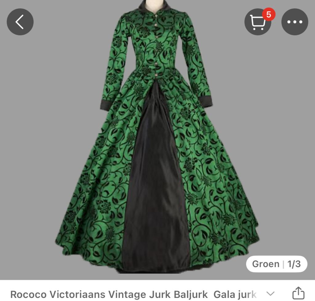 Jurk Rococo Victoriaans Venetie Groen 3XL, Kleding | Dames, Maat 46/48 (XL) of groter, Ophalen of Verzenden, Zo goed als nieuw