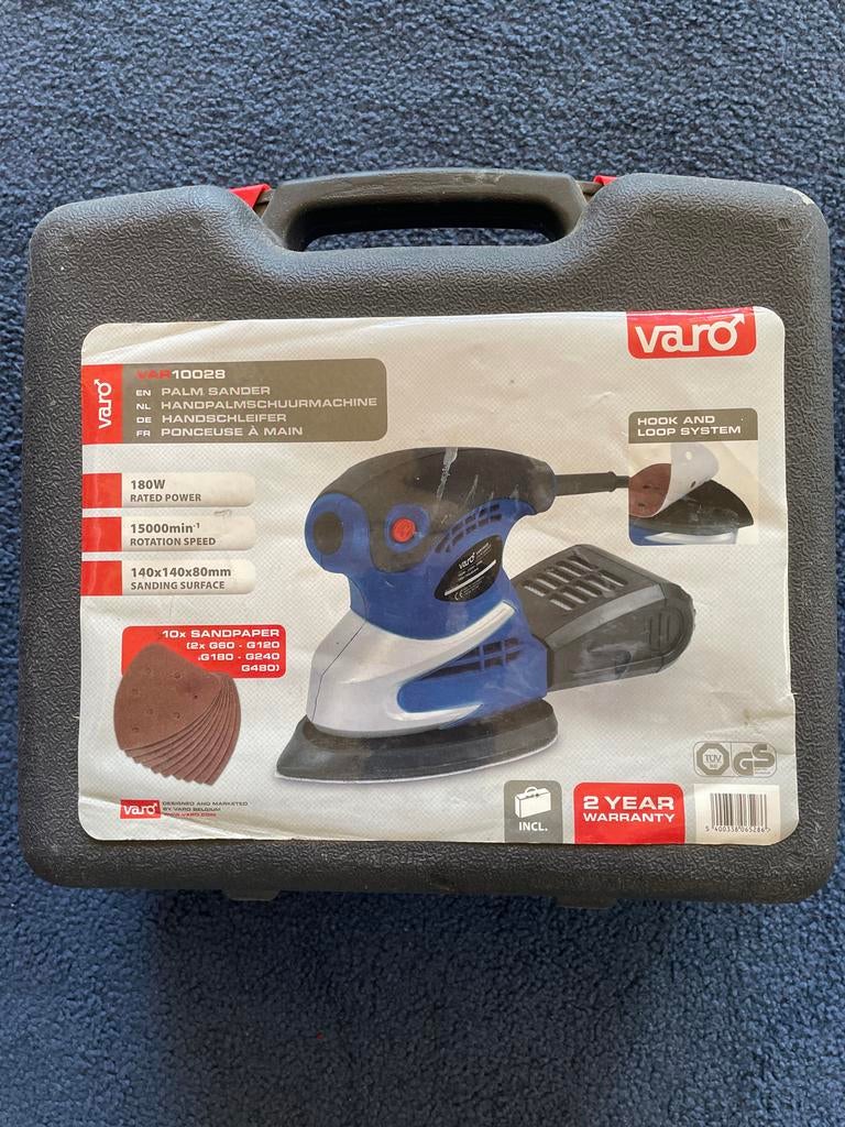 Varo POW10028 Handpalmschuurmachine 180W, Ophalen of Verzenden, Gebruikt, Minder dan 600 watt, Vlakschuurmachine