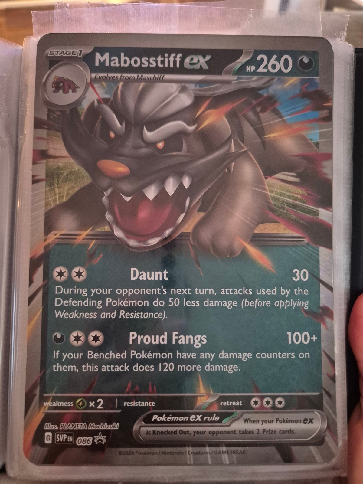 Mabosstiff shiny ex Pokémon Kaart - Oversized  086, Ophalen of Verzenden, Zo goed als nieuw, Losse kaart