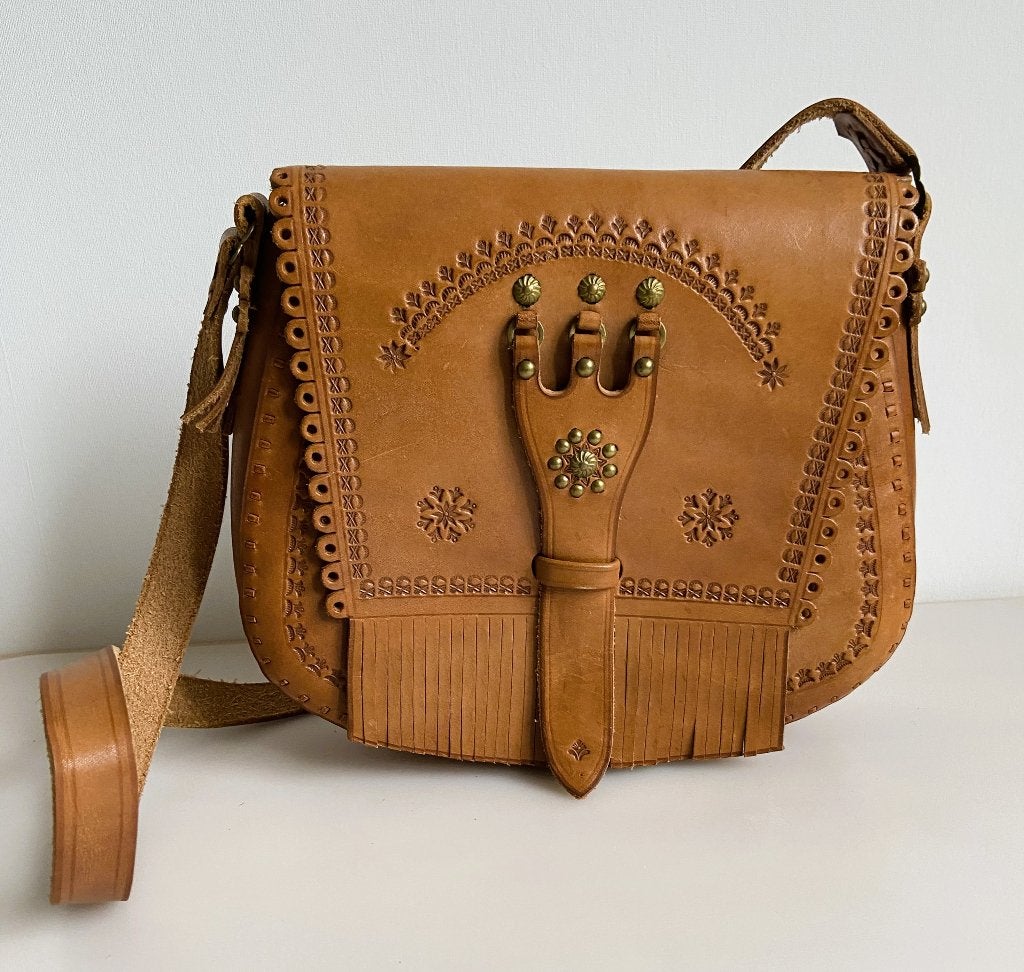 Tas Leer Cross Body Schoudertas Zadelbruin NIEUW 1980, Ophalen of Verzenden, Nieuw, Schoudertasje