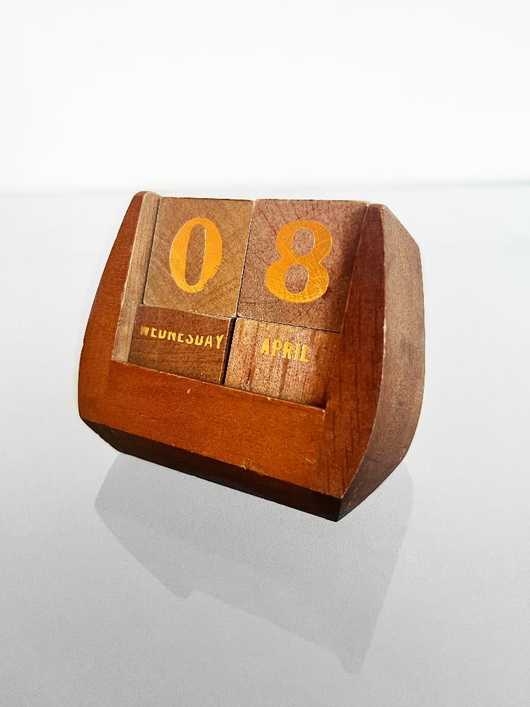 Vintage houten eeuwigdurende kalender, Ophalen of Verzenden, Jaarkalender