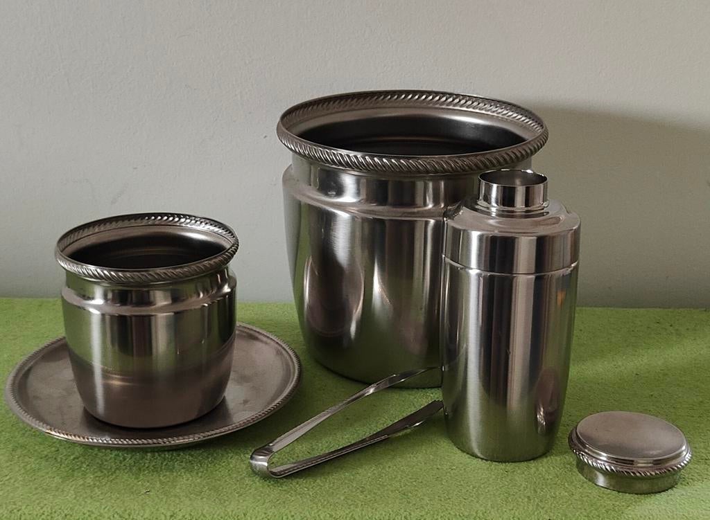 Alessi coctail Shaker Set - IJsemmer Shaker Tang en Schaal, Huis en Inrichting, Keuken | Keukenbenodigdheden, Overige typen, Zilver