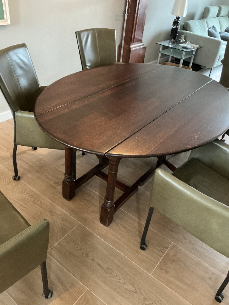 Antieke eikenhouten gateleg tafel, Gebruikt, Eikenhout, Vier personen, Ovaal