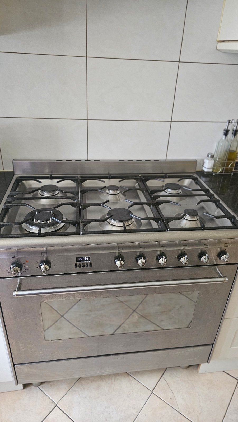 SMEG vrijstaand fornuis DS96MFX7 6 pits, Ophalen, 60 cm of meer, Zo goed als nieuw, Gas