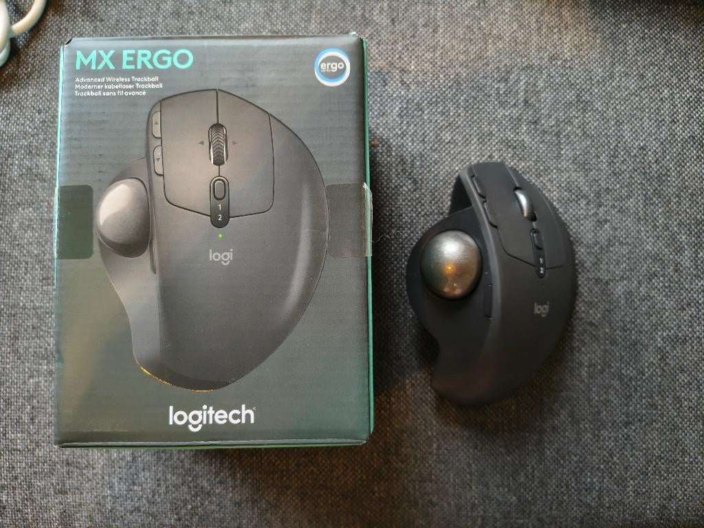 Logitech MX Ergo ergonomische muis anti RSI trackball, Rechtshandig, Muis, Gebruikt, Ergonomisch