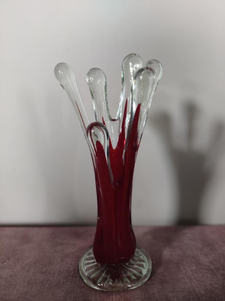 Murano sommerso vinger vaas met mangaan, jaren 60/70, Antiek en Kunst, Ophalen of Verzenden