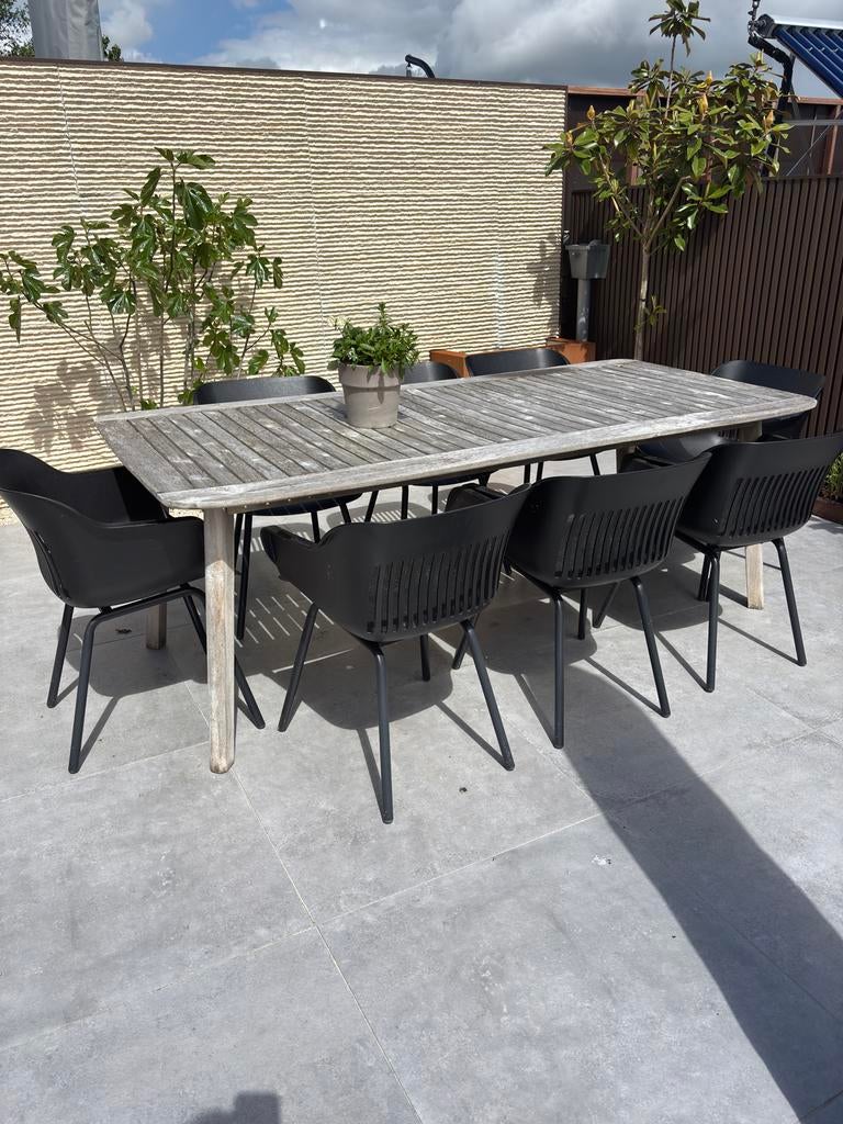 Mooie tuinset: Kwantum tafel (215cm) met 8 Hartman stoelen, Ophalen of Verzenden, Gebruikt