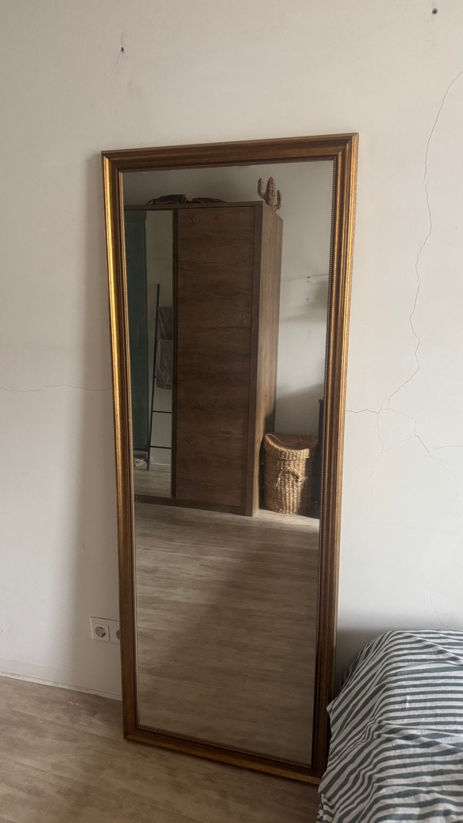 Gouden sta spiegel, Ophalen, Minder dan 50 cm, Zo goed als nieuw, Minder dan 100 cm