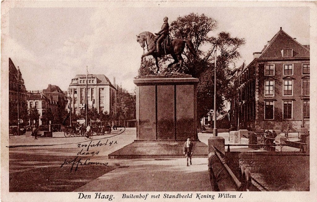 Den Haag – Buitenhof met standbeeld Willem I. (Klitzsch 722), Verzamelen, Ophalen of Verzenden, 1920 tot 1940, Gelopen, Zuid-Holland