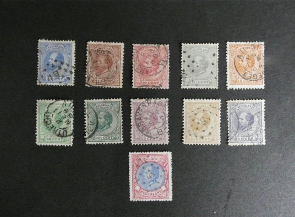 NEDERLAND POSTZEGEL NVPH 19 t/m 29 - KONING WILLEM III, Postzegels en Munten, Verzenden, T/m 1940, Gestempeld