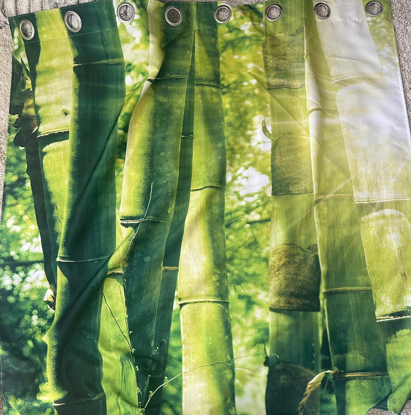 2 Gordijnen bomen 140x140 cm, Ophalen of Verzenden, Zo goed als nieuw, Met ringen