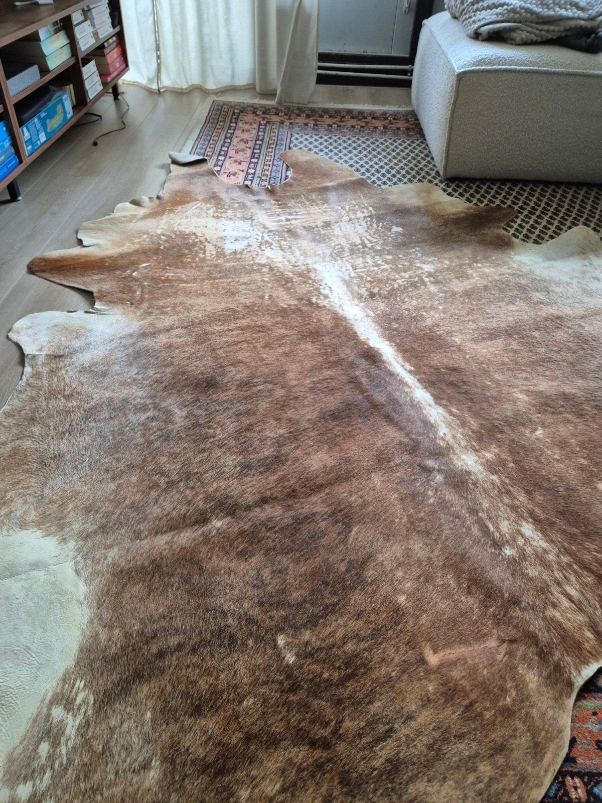 IKEA Koldby Koeienhuid Vloerkleed - Bruin/Wit, Gebruikt, 100 tot 150 cm, 150 tot 200 cm, Ophalen of Verzenden