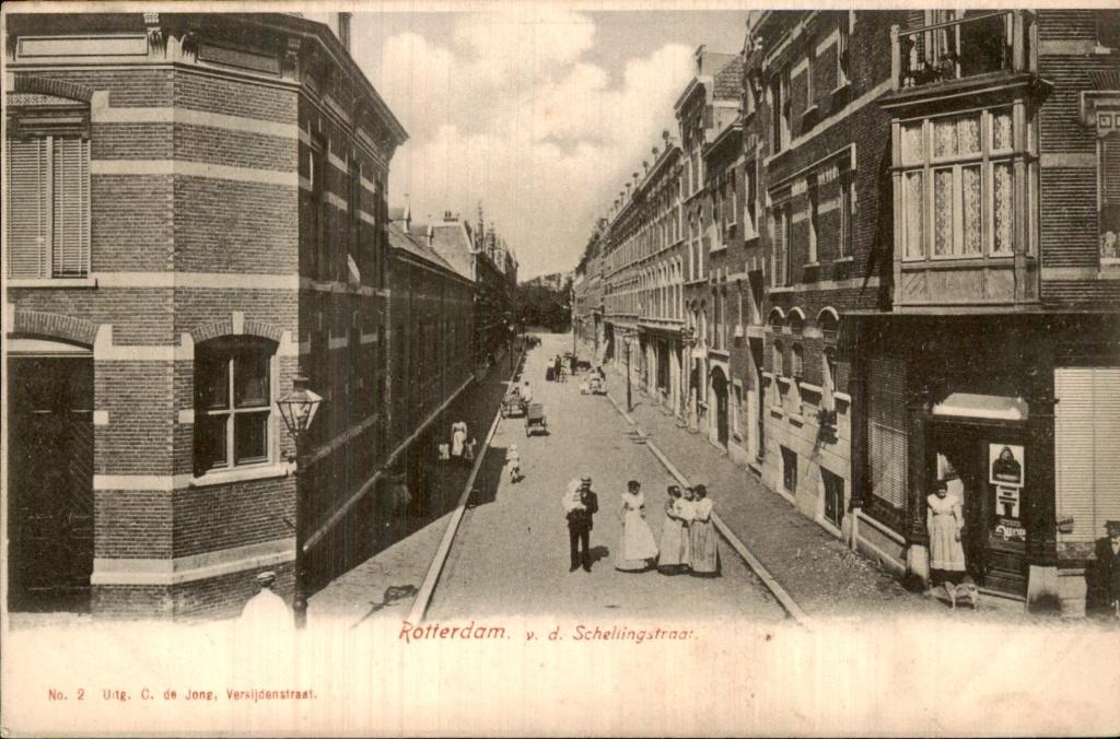 Rotterdam - v. d. Schellingstraat - Straatbeeld, Ophalen of Verzenden, Voor 1920, Ongelopen, Zuid-Holland