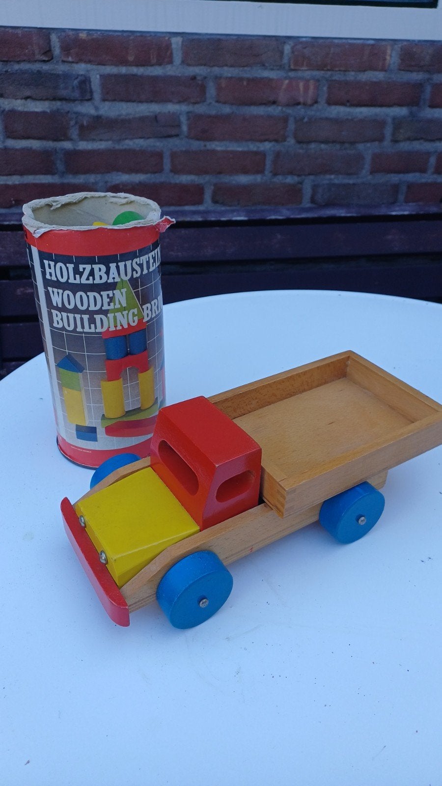 houten vrachtwagen met blokken, Ophalen of Verzenden, Gebruikt