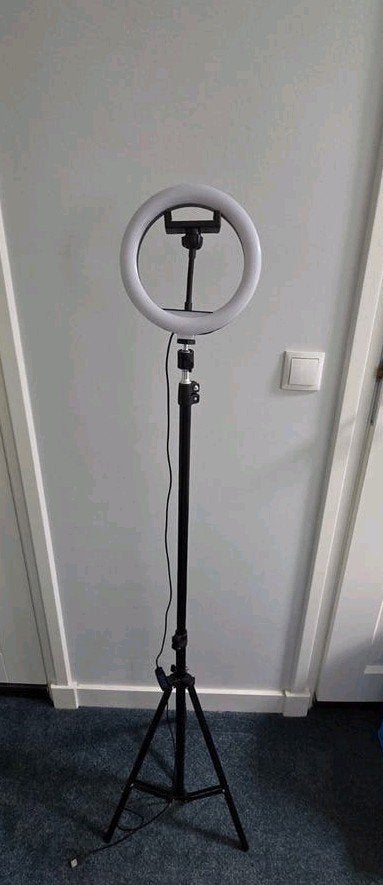 Ringlamp met statief en telefoonhouder, Audio, Tv en Foto, Fotografie | Fotostudio en Toebehoren, Nieuw, Ophalen of Verzenden