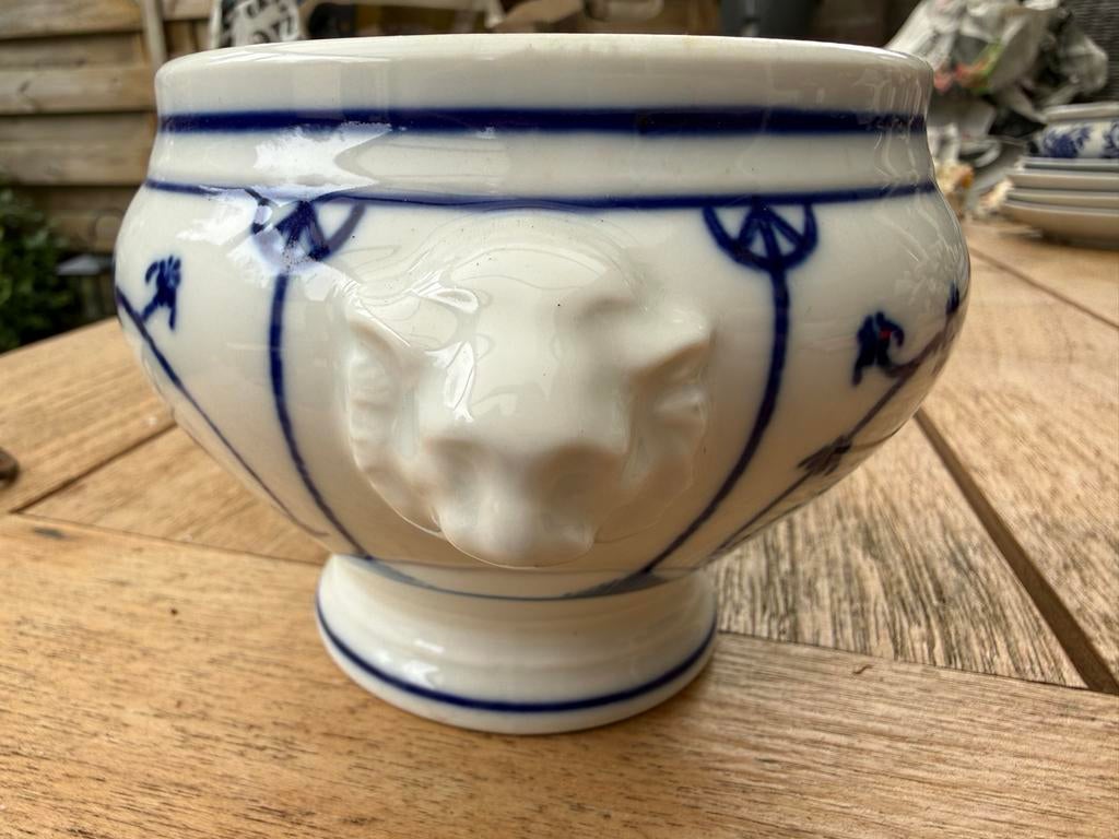 Blauw saks soepkom, Antiek en Kunst, Ophalen of Verzenden
