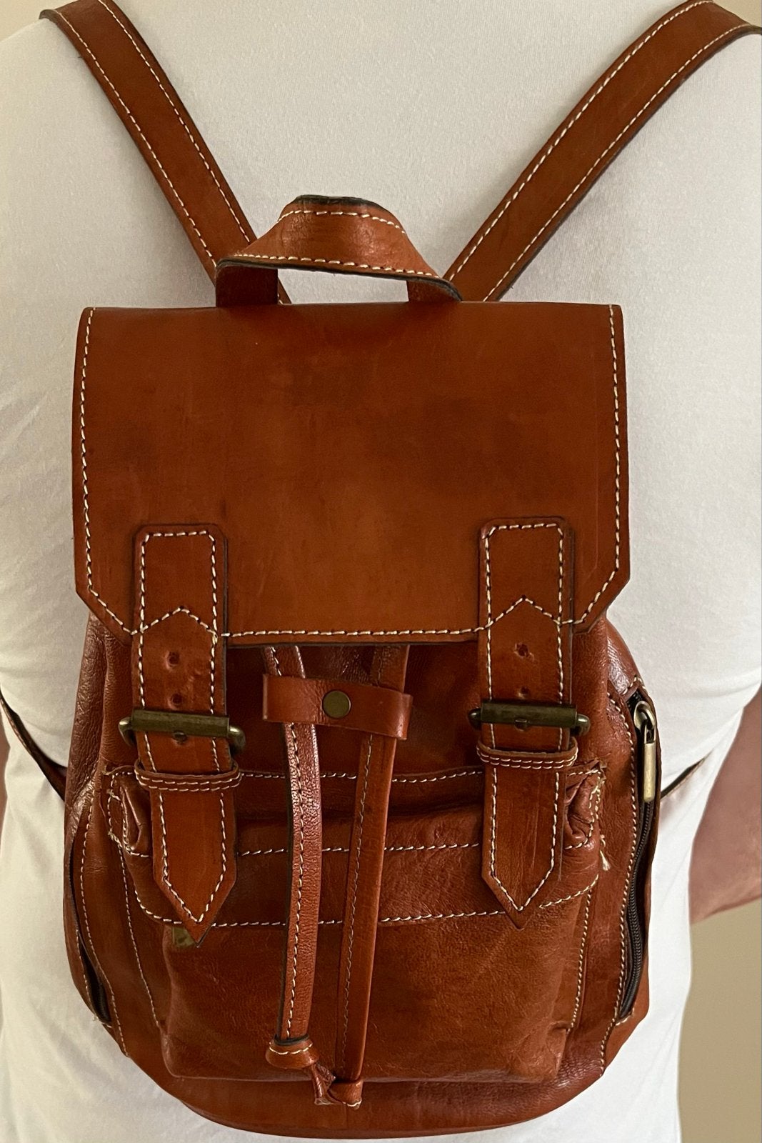 Leren Rugzak uit Portugal - Handgemaakt, Sieraden, Tassen en Uiterlijk, Tassen | Rugtassen, Overige merken, Gebruikt, Verzenden