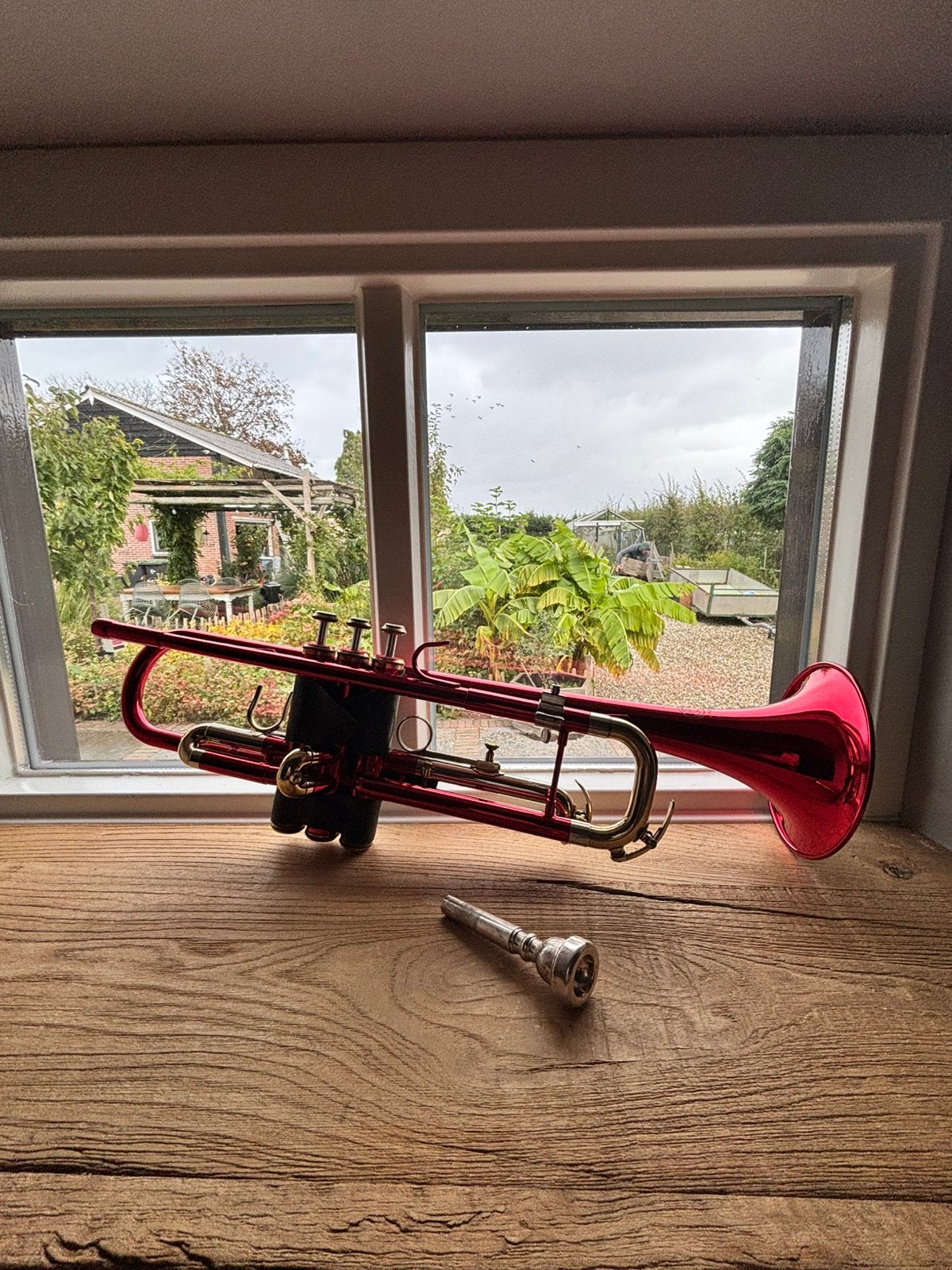 Amati Kraslice ATR 213 trompet, metallic rood met koffer, Ophalen of Verzenden, Zo goed als nieuw, Bes-trompet, Met koffer