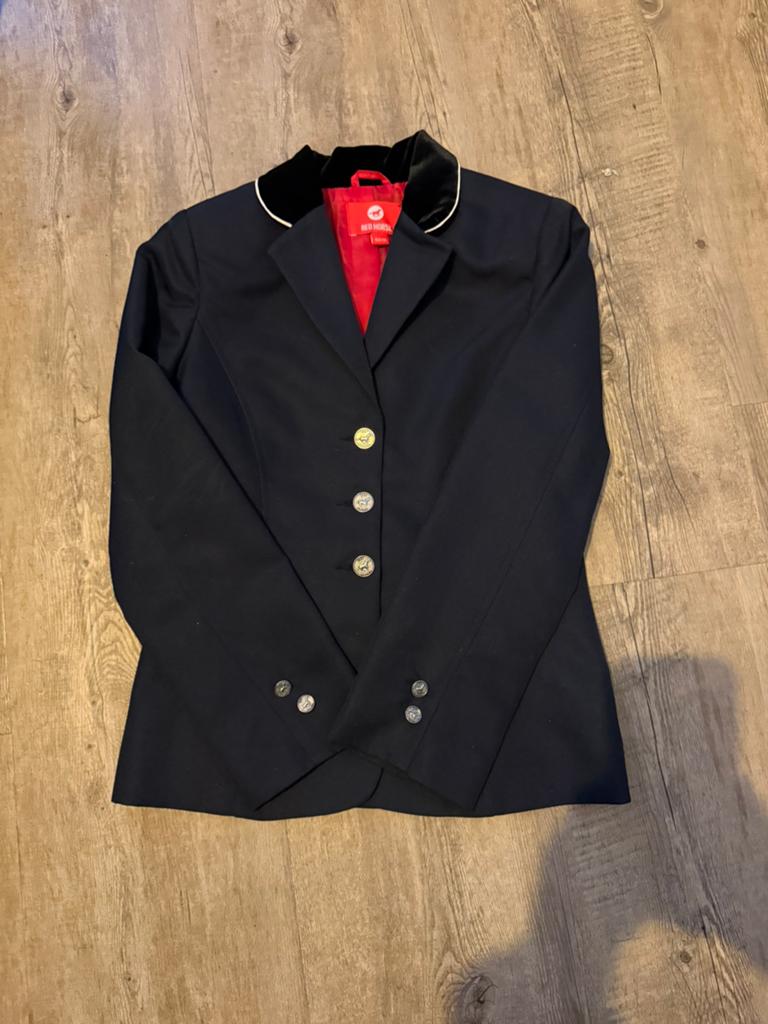 Blauw wedstrijdjasje, Dieren en Toebehoren, Paardrijkleding, Dressuur, Ophalen of Verzenden, Zo goed als nieuw, Dames