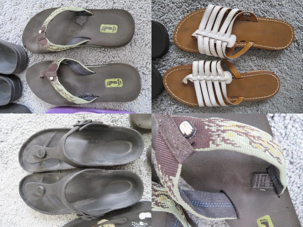 TEENSLIPPERS 3 PAAR maat 37 wit zwart groen ( Teva ), Slippers, Ophalen of Verzenden, Teva, Gedragen