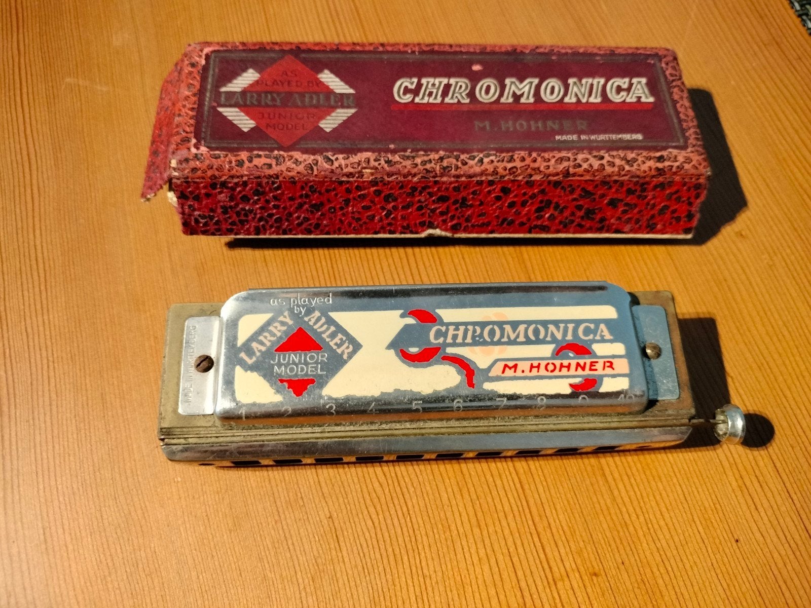 Vintage Hohner Chromonica Larry Adler Junior Model, Ophalen of Verzenden, Gebruikt, Chromatisch, Met koffer of doosje